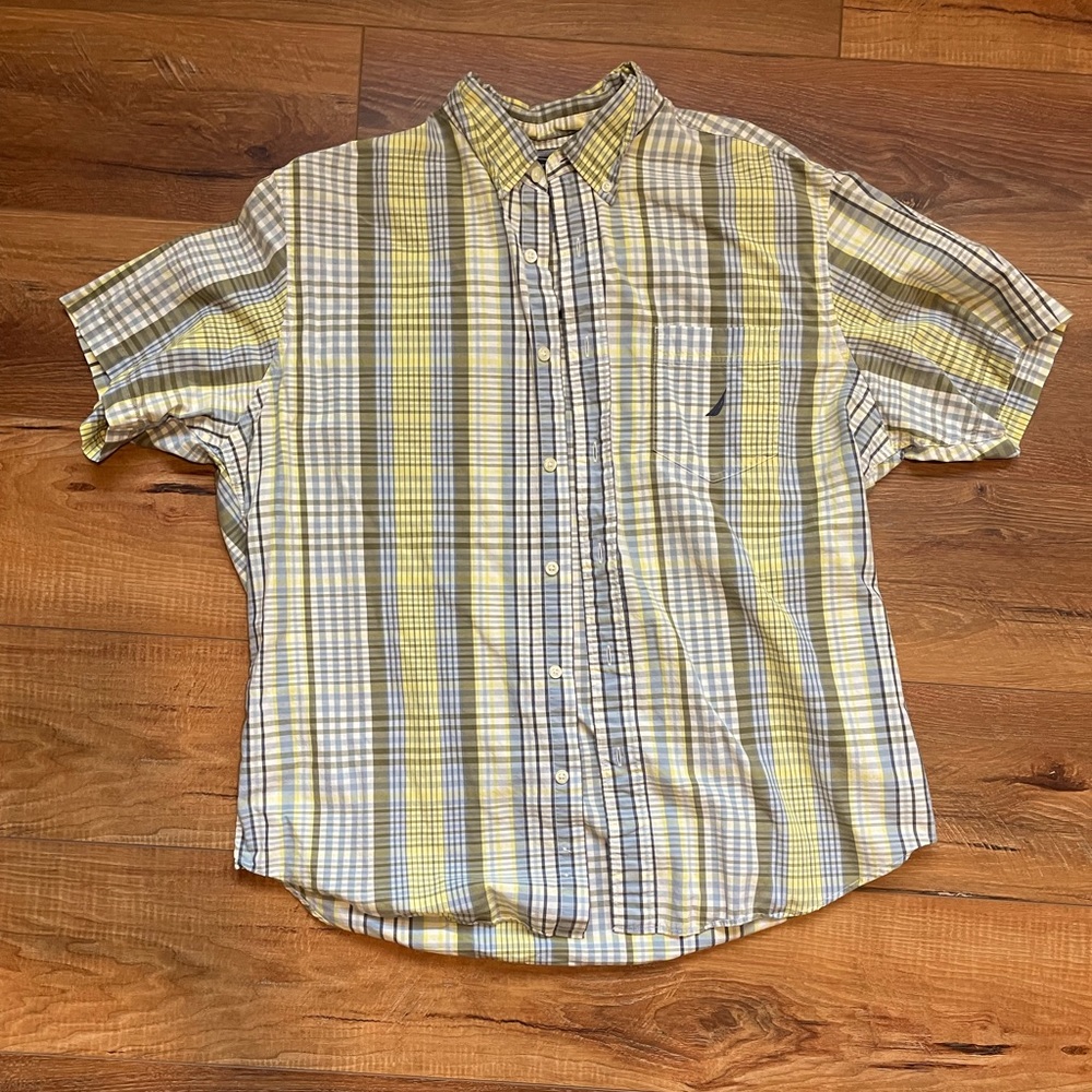 Nautica plaid collard shirt